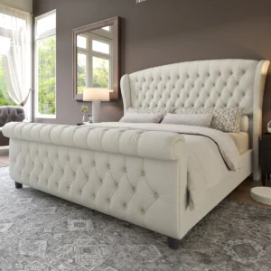 Karen chenille sleigh bed