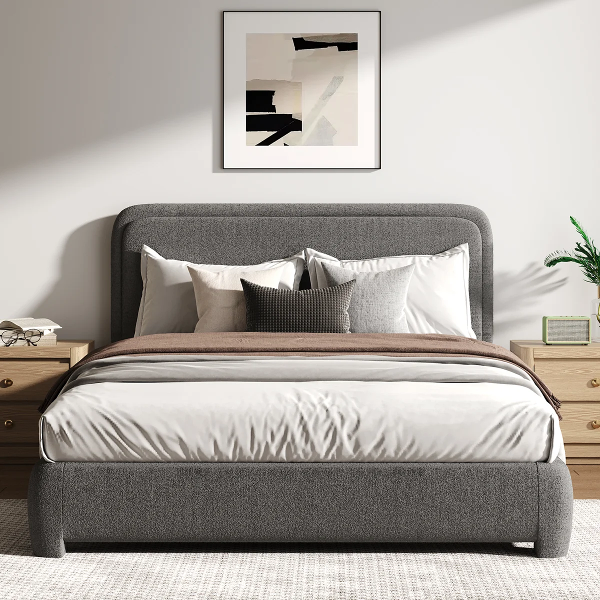 Soren Bouclé Platform Bed | Modern Upholstered Bed Kenya - Image 8