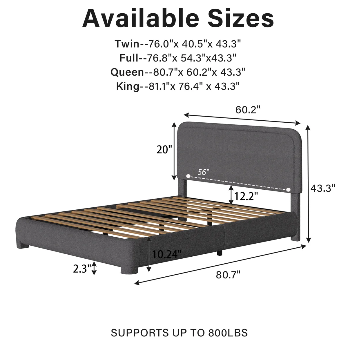 Soren Bouclé Platform Bed | Modern Upholstered Bed Kenya - Image 6
