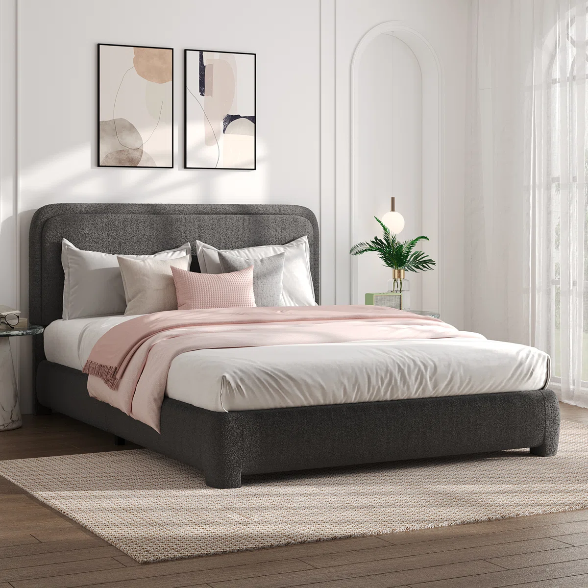 Soren Bouclé Platform Bed | Modern Upholstered Bed Kenya - Image 5