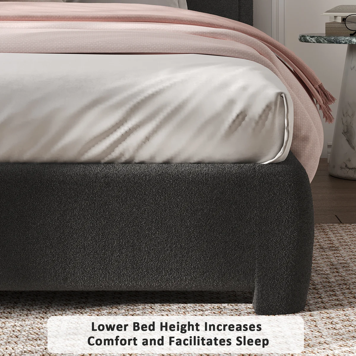 Soren Bouclé Platform Bed | Modern Upholstered Bed Kenya - Image 4