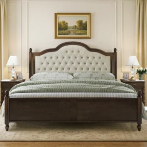 Harrington Manor Bed | Walnut Upholstered Platform Bed Kenya